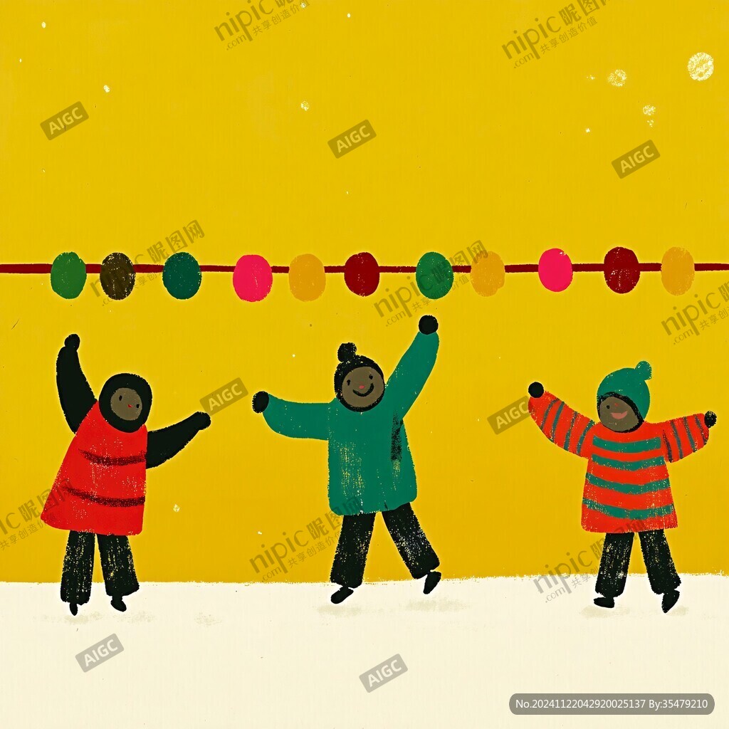打雪仗插画