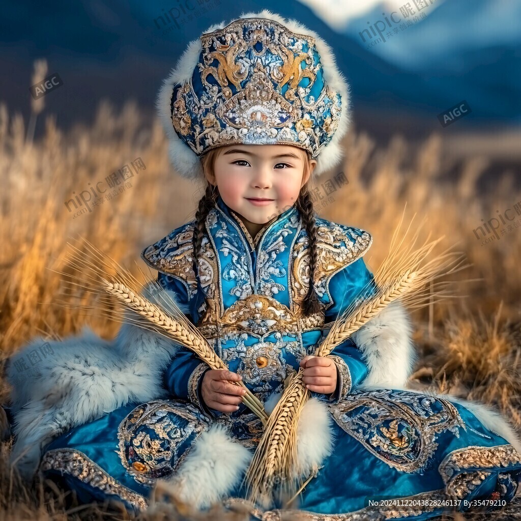 哈萨克族的小女孩