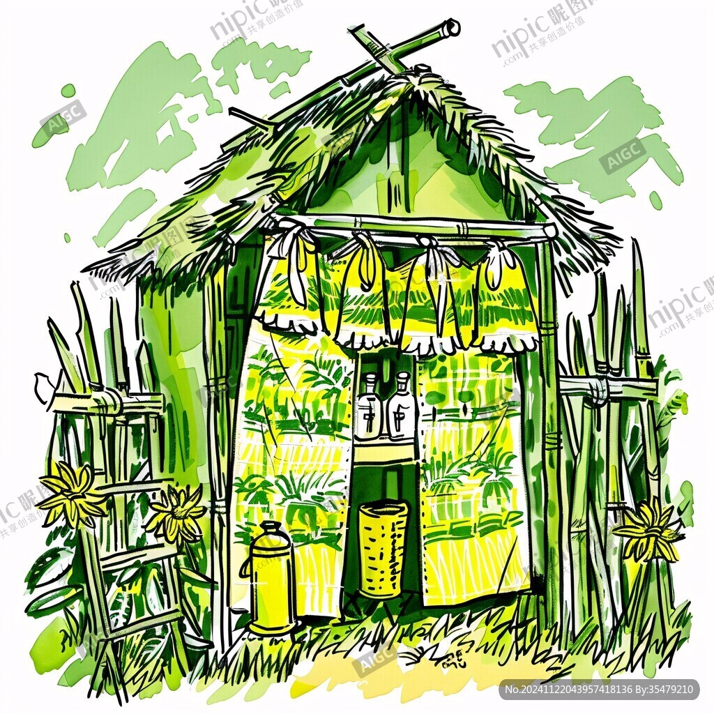 茅草屋插画
