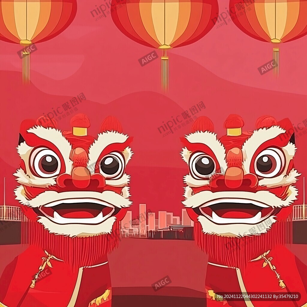 舞狮扁平化设计