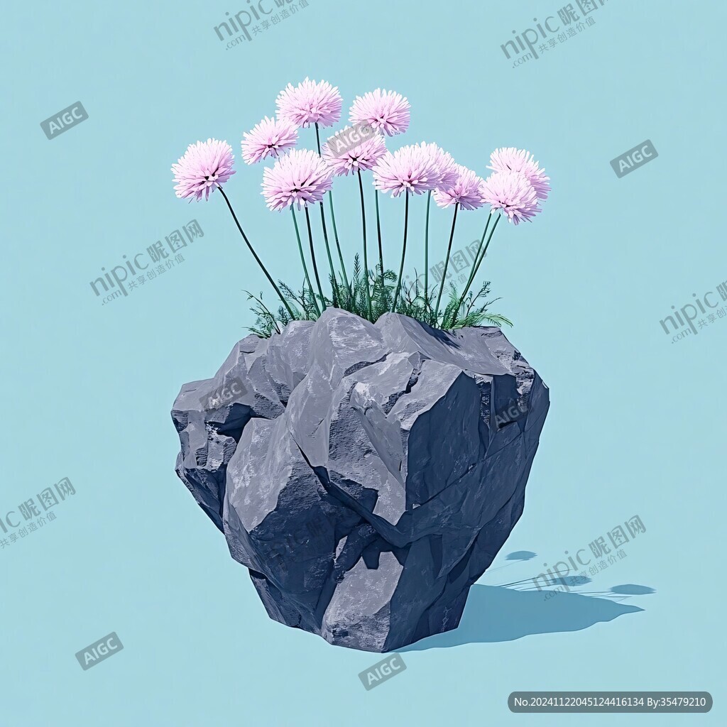 格桑花野花菊花石块