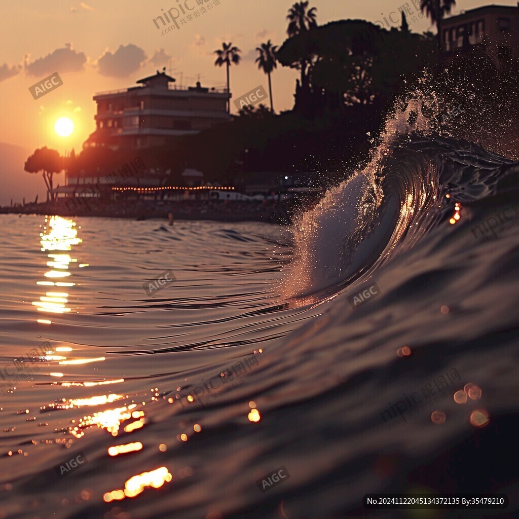 海浪浪花日出日落