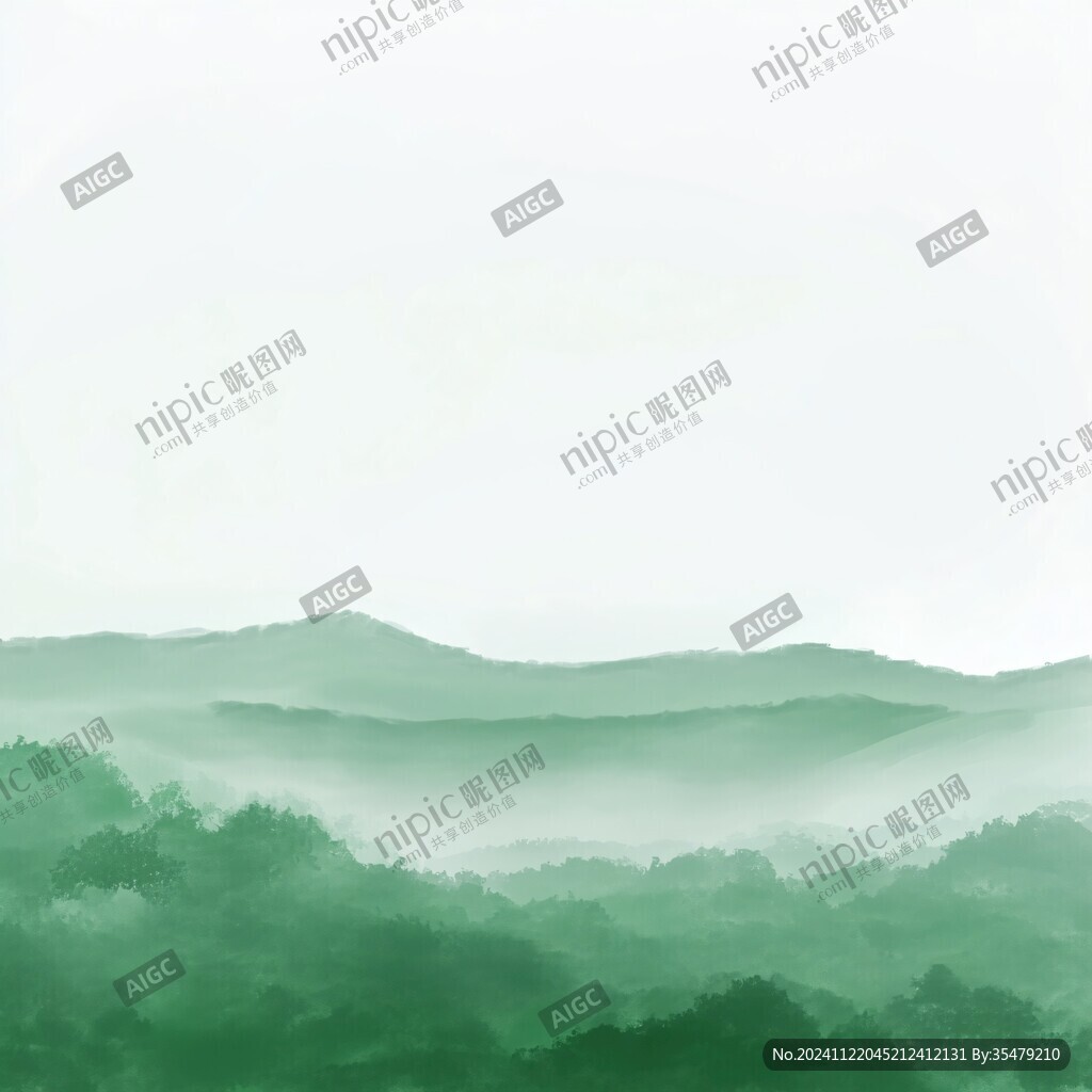 绿色水墨山峰背景