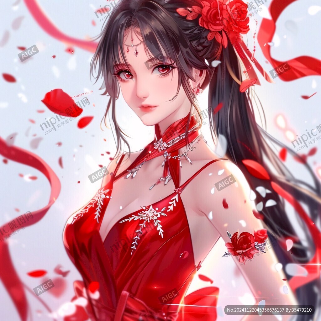 红衣少女设计古风