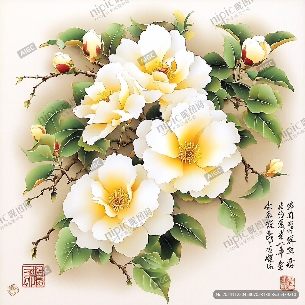 立体手绘牡丹花卉
