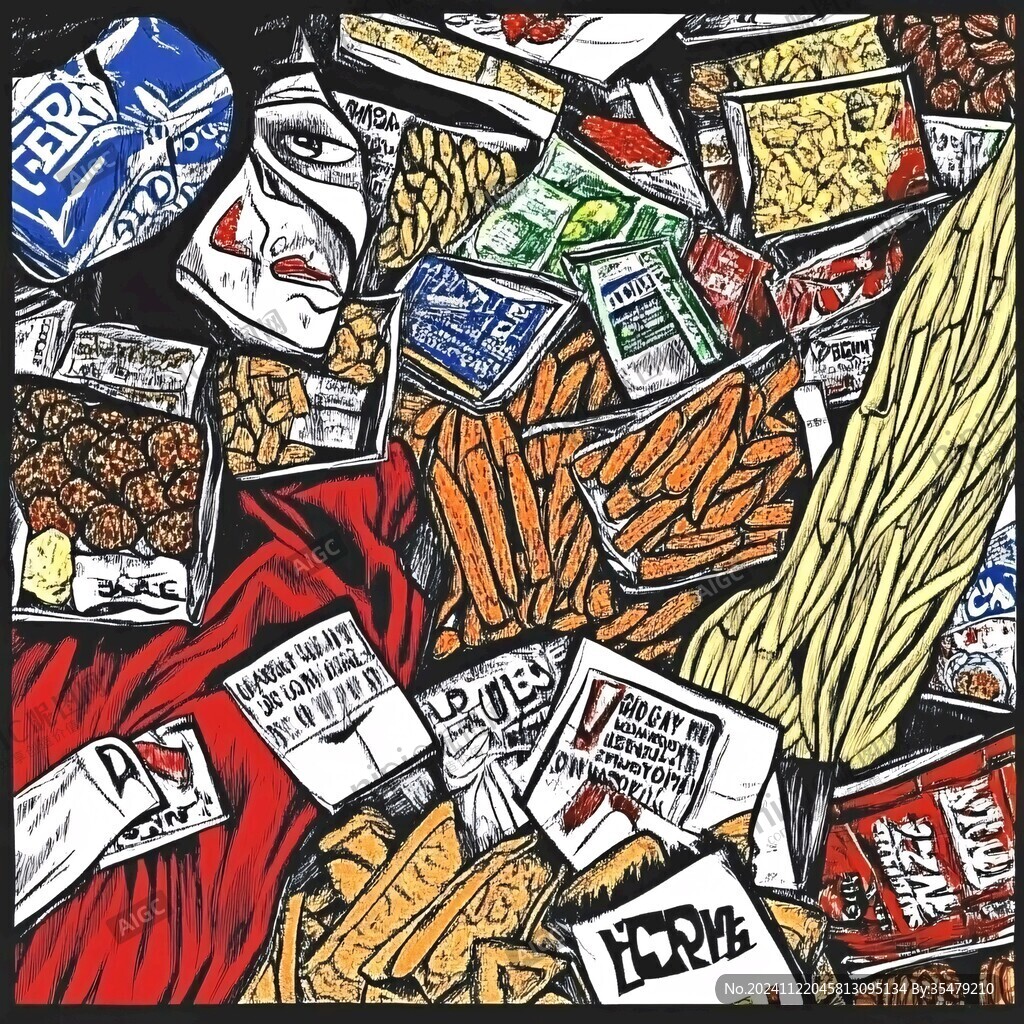 零食小吃手绘