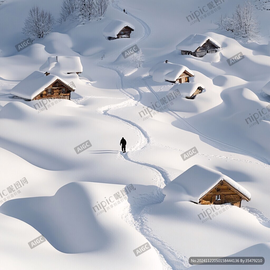 冬天雪屋积雪雪景