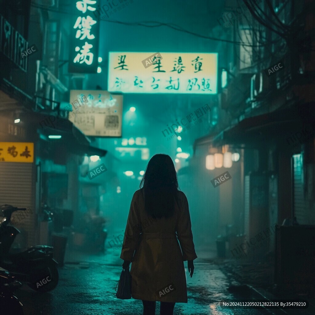 夜雨赶路的女人