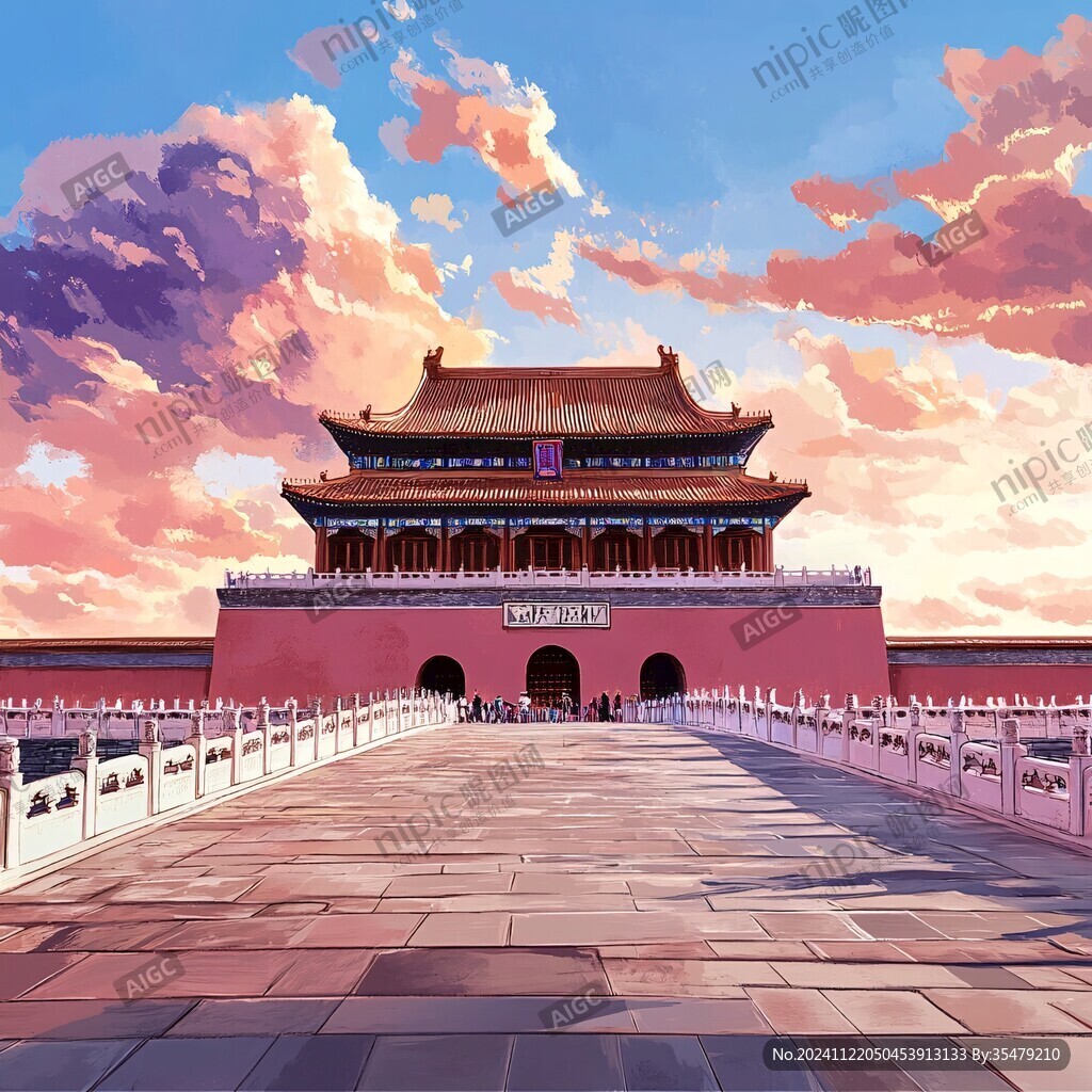 故宫风景插画