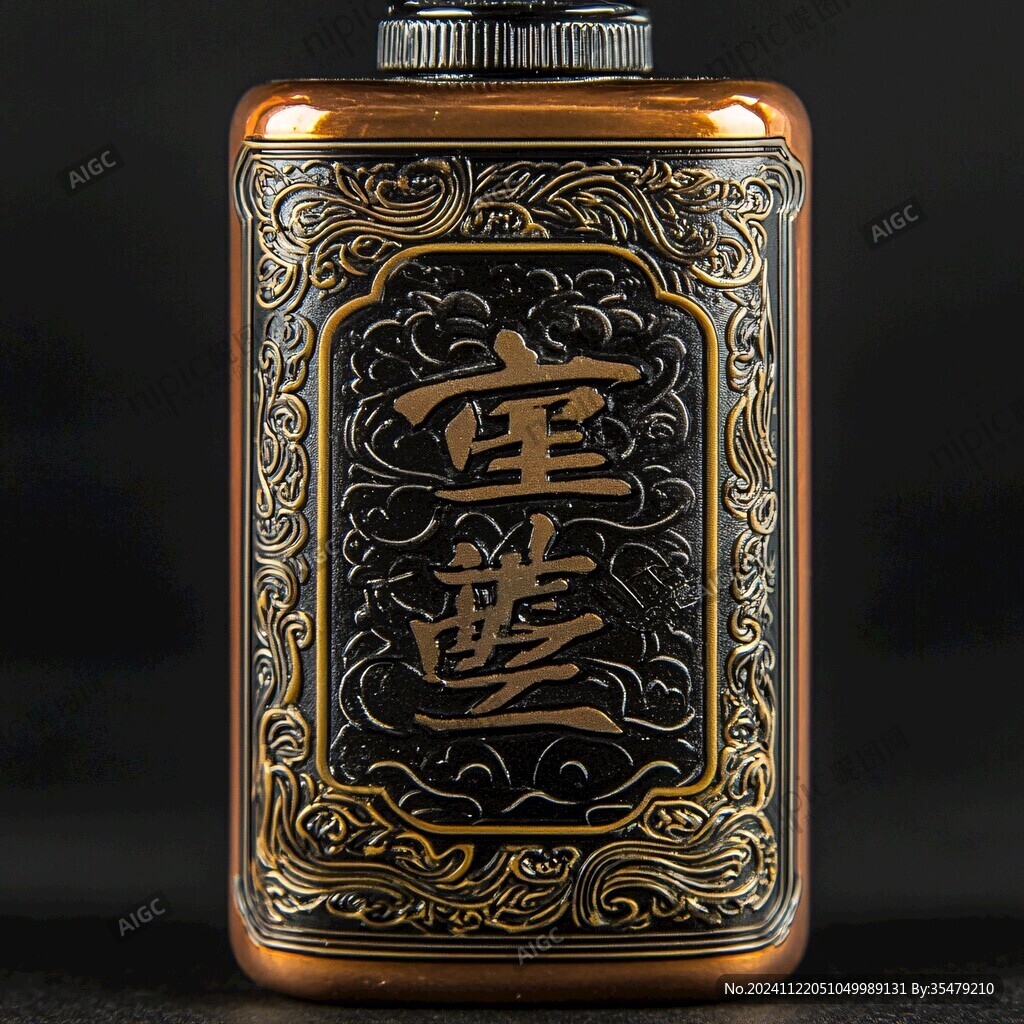 黑底描金瓶