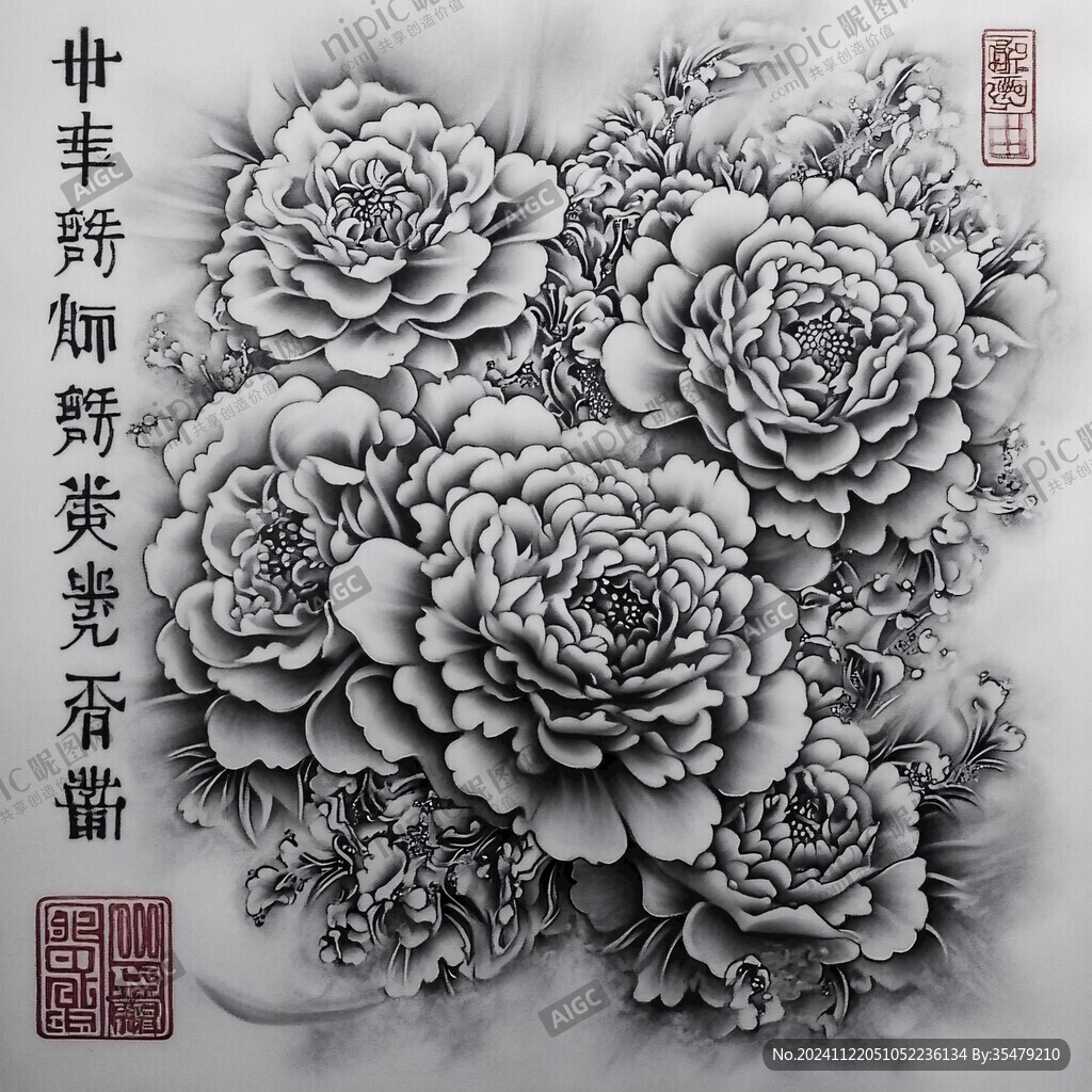刻牡丹