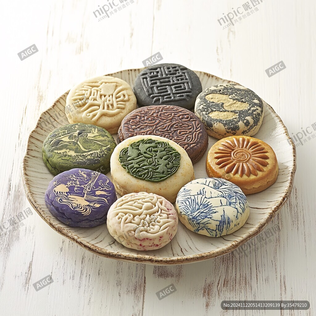 彩蝶月饼素材
