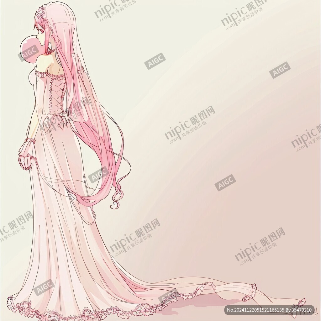 粉色少女手绘