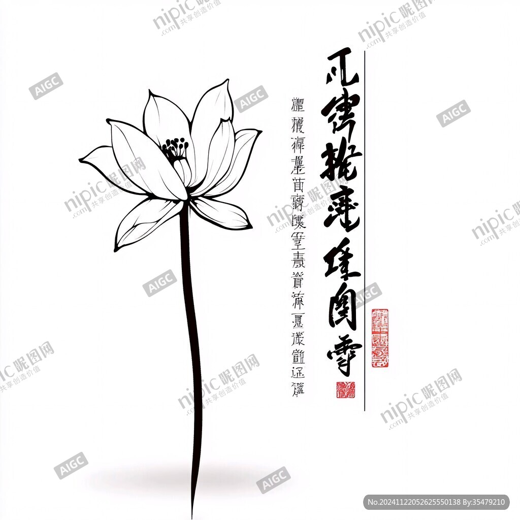 荷花花骨朵清廉图