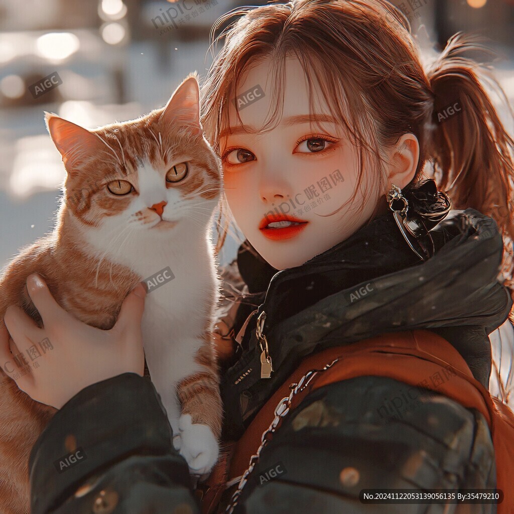 抱猫少女