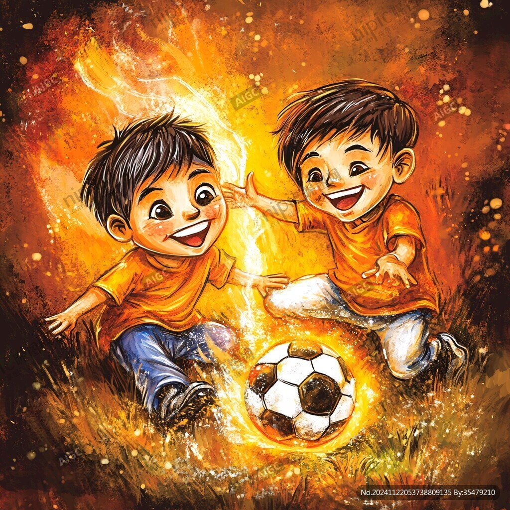 儿童足球插画