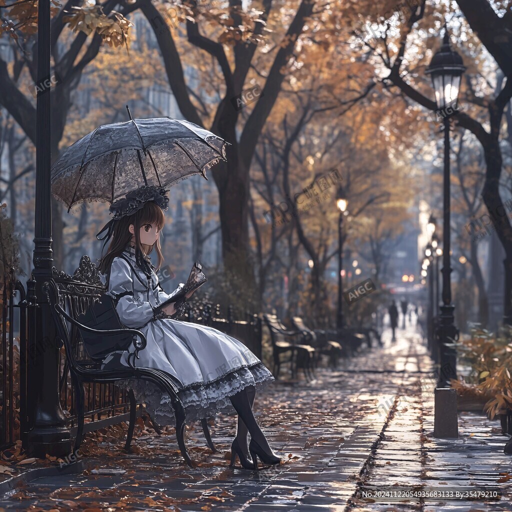 打伞的少女