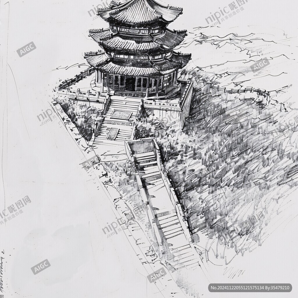 阅江楼线描