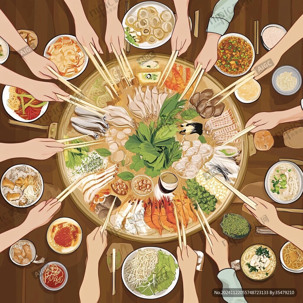 聚餐插画