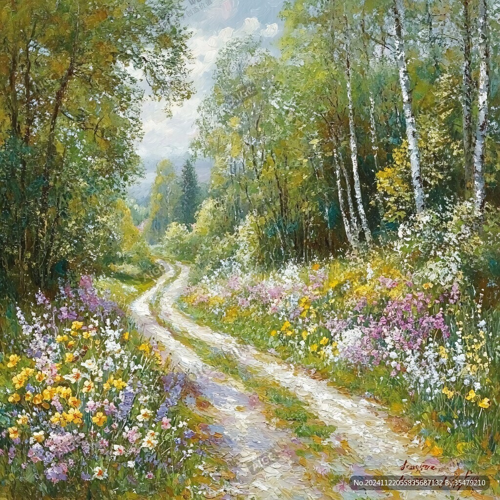 林间小道风景画