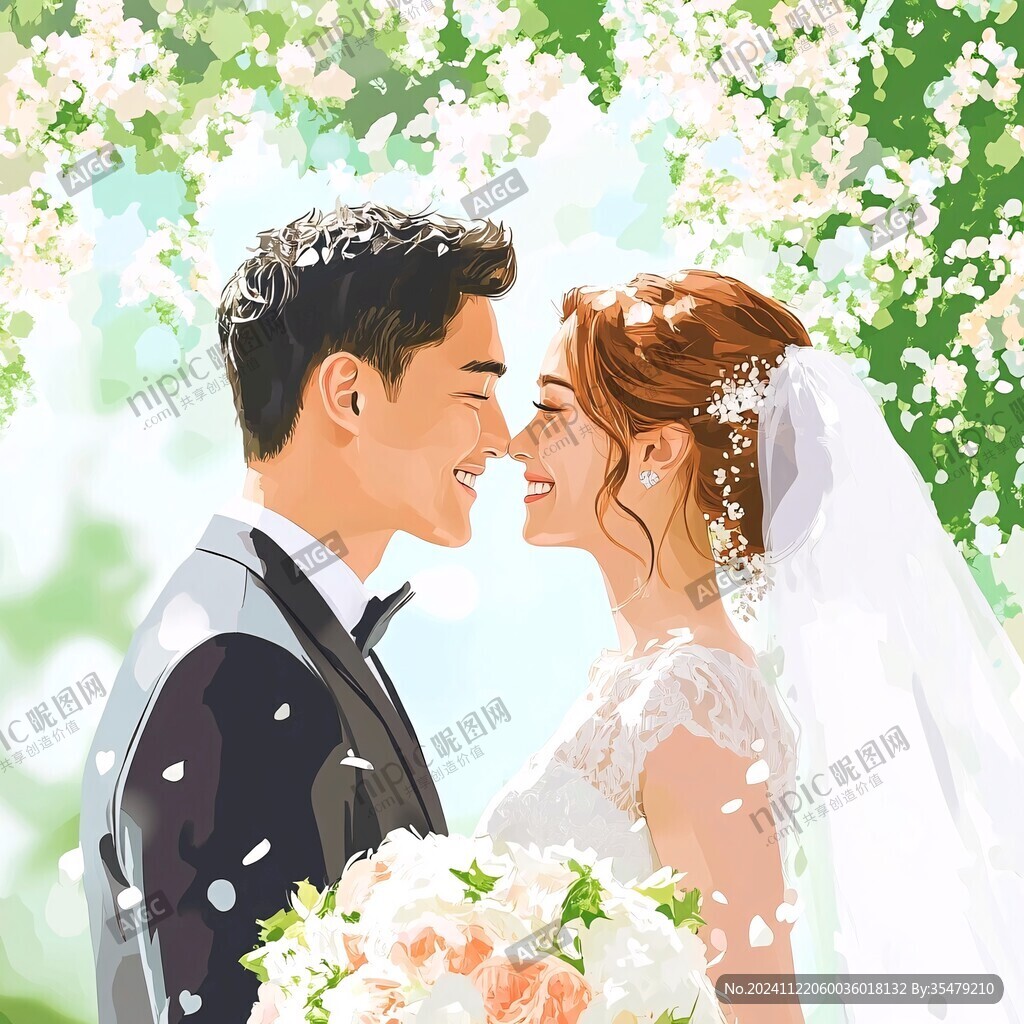 结婚照插画