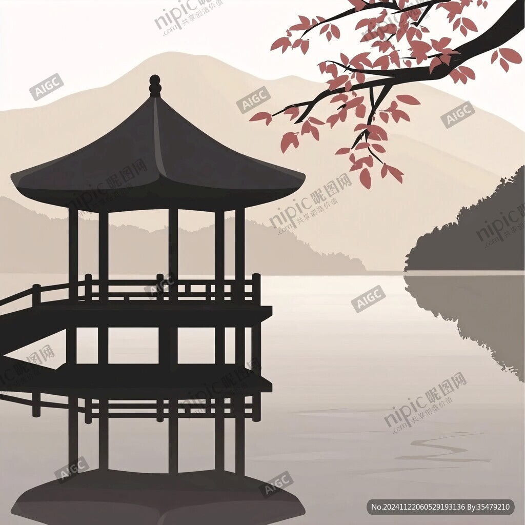 爱晚亭城市插画素材