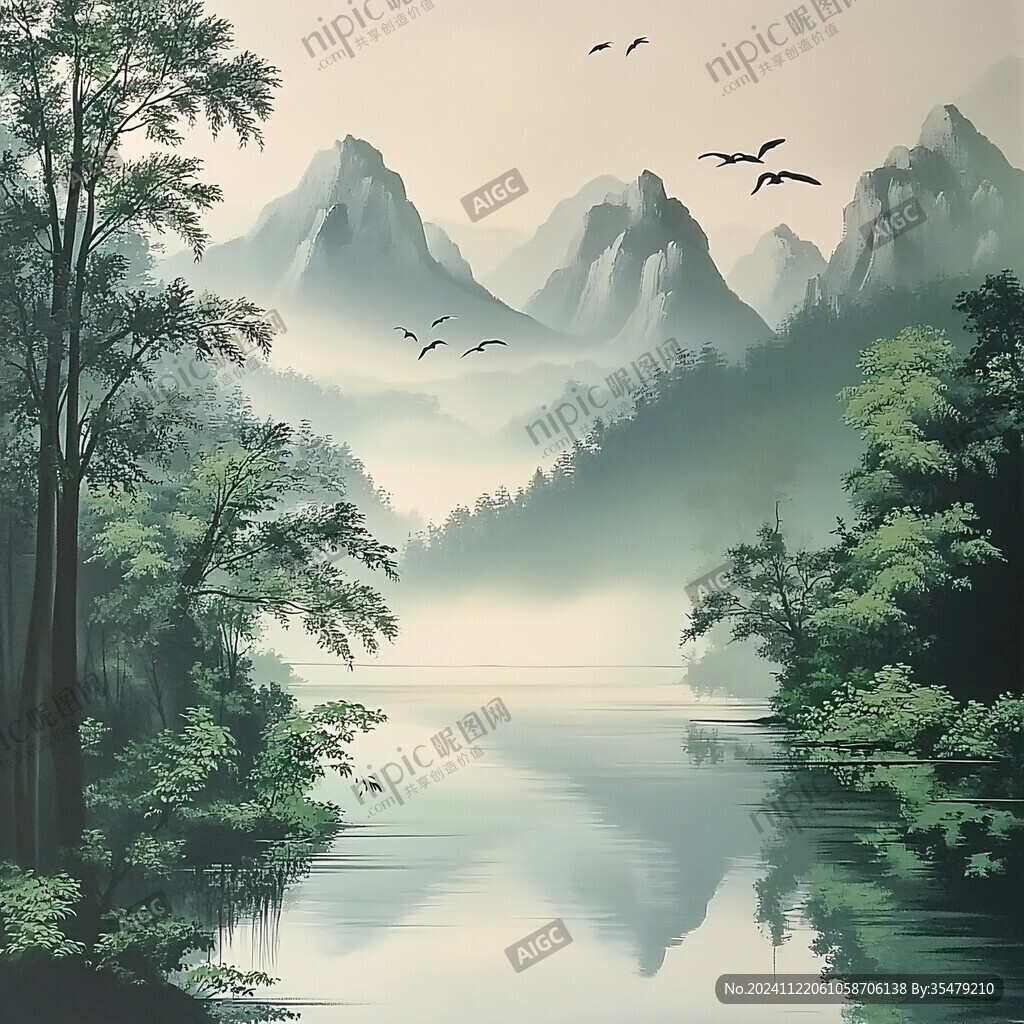 插画山水风景