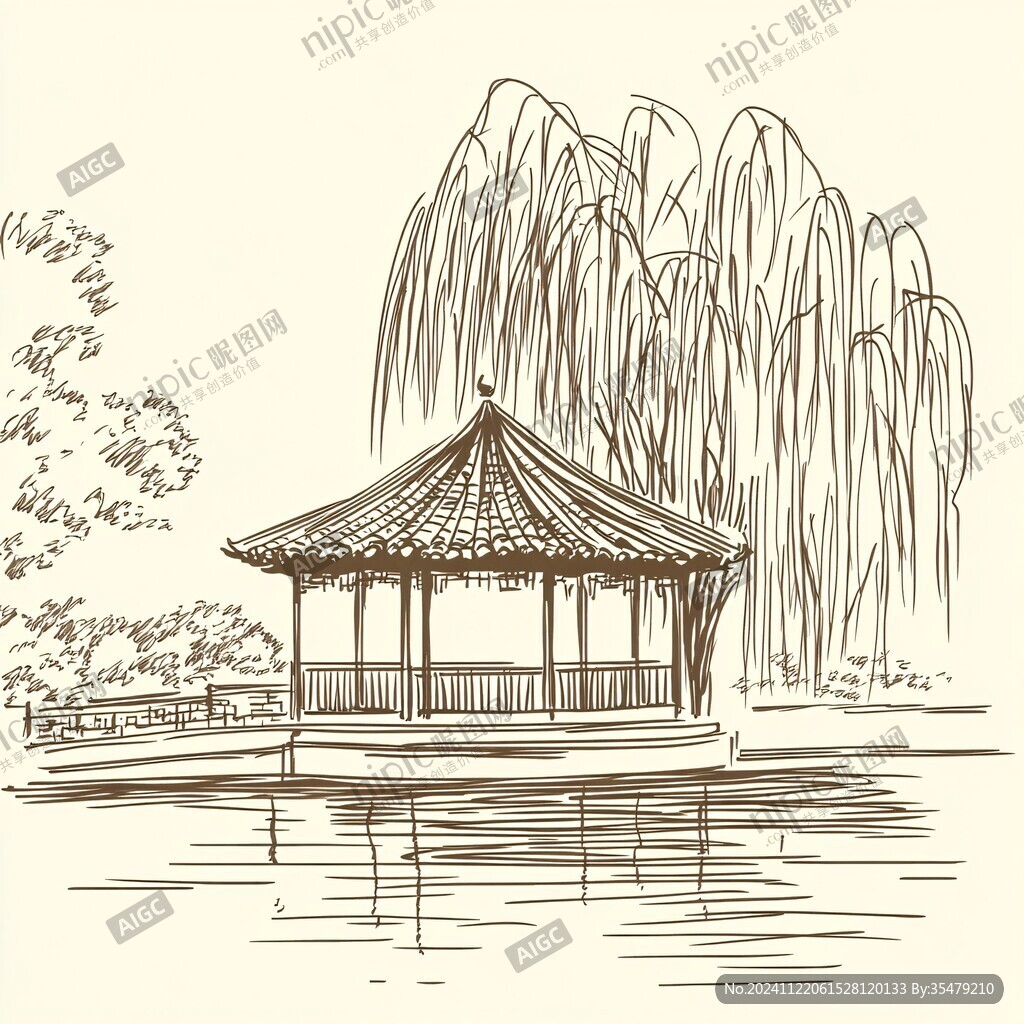 未名湖线描