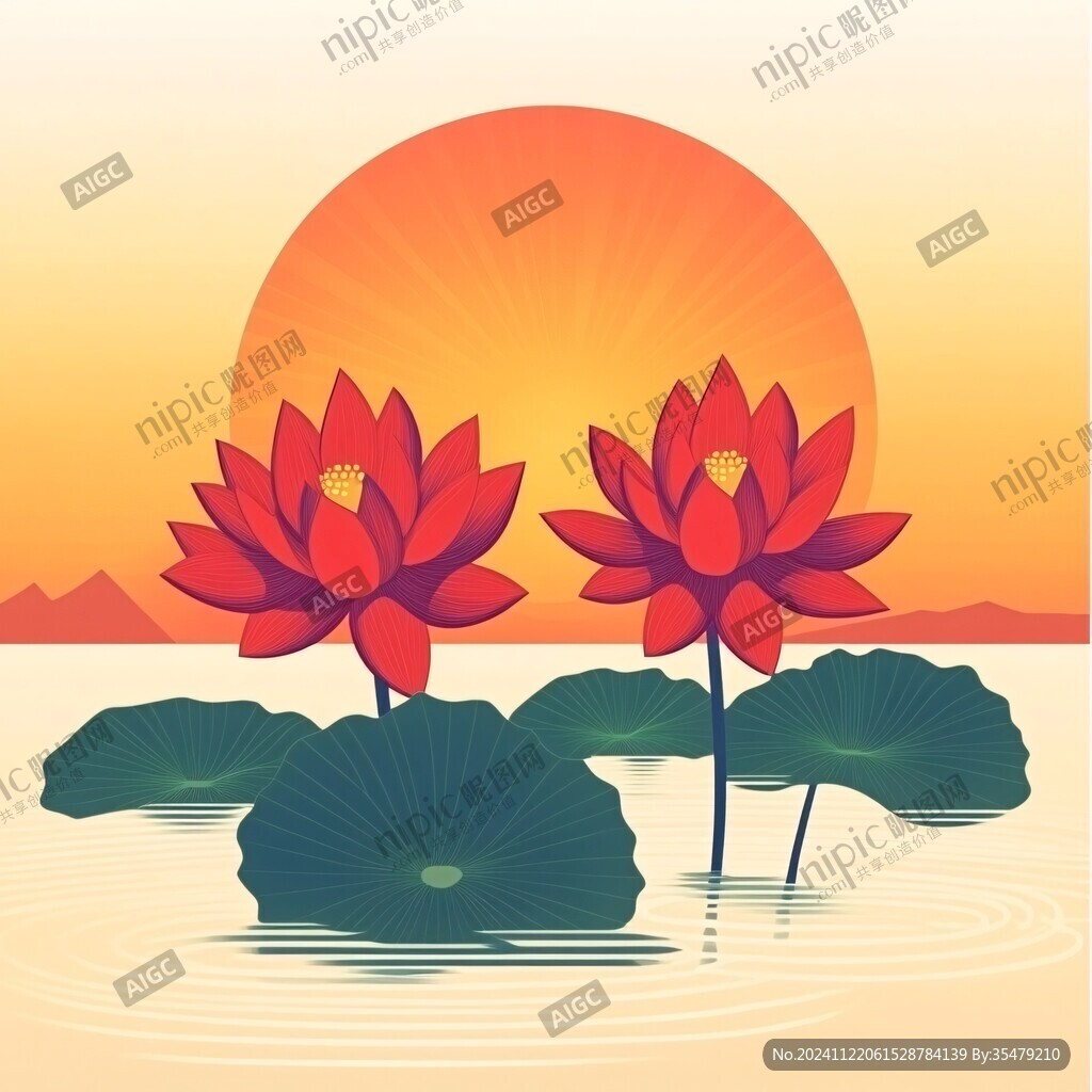荷花荷叶扁平化