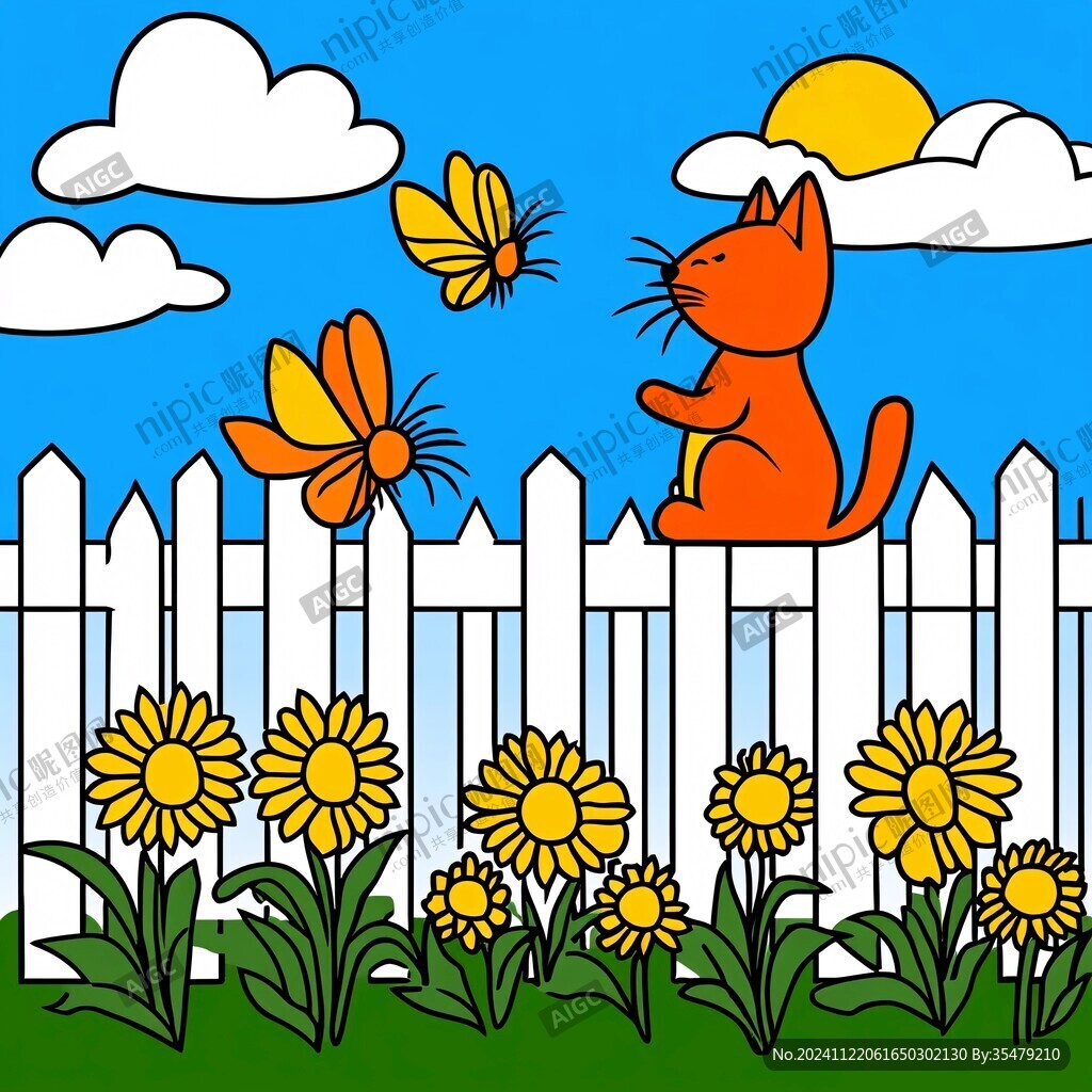 晒太阳的猫插画