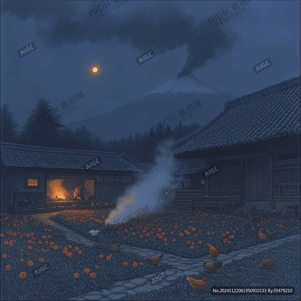 禅境秋夜极品意境插画