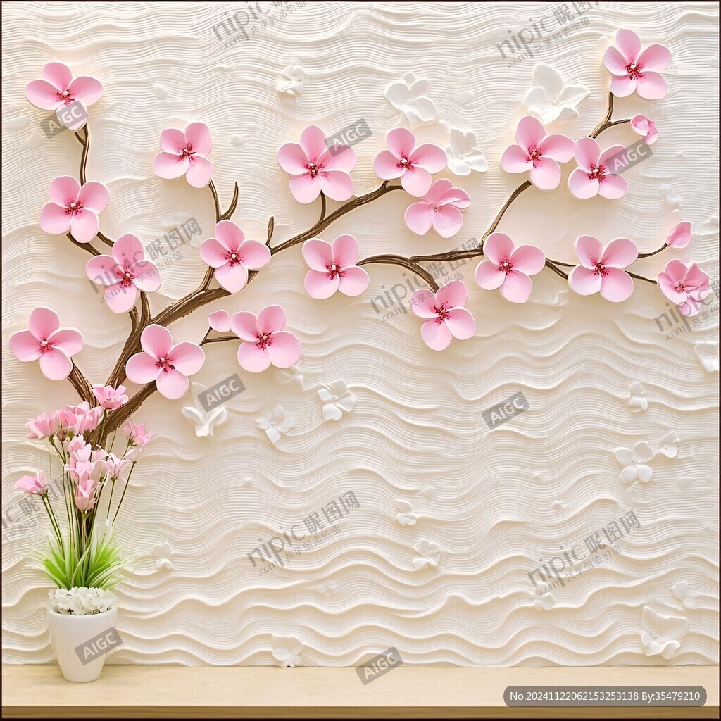 桃花墙贴
