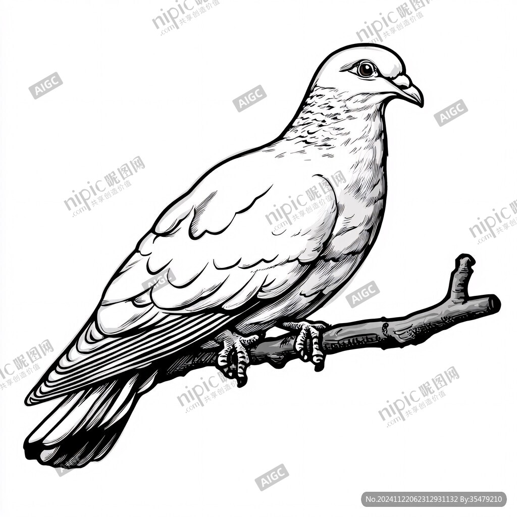 手绘双鸽