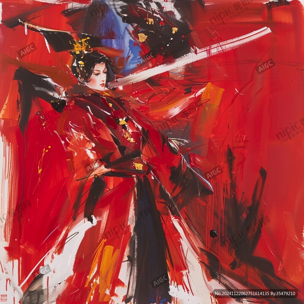 红衣少女设计古风