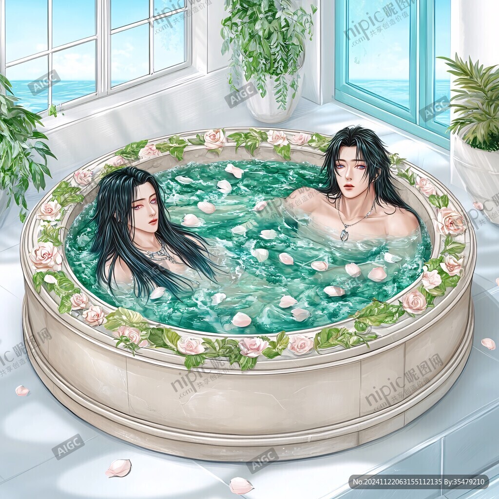浴池插画