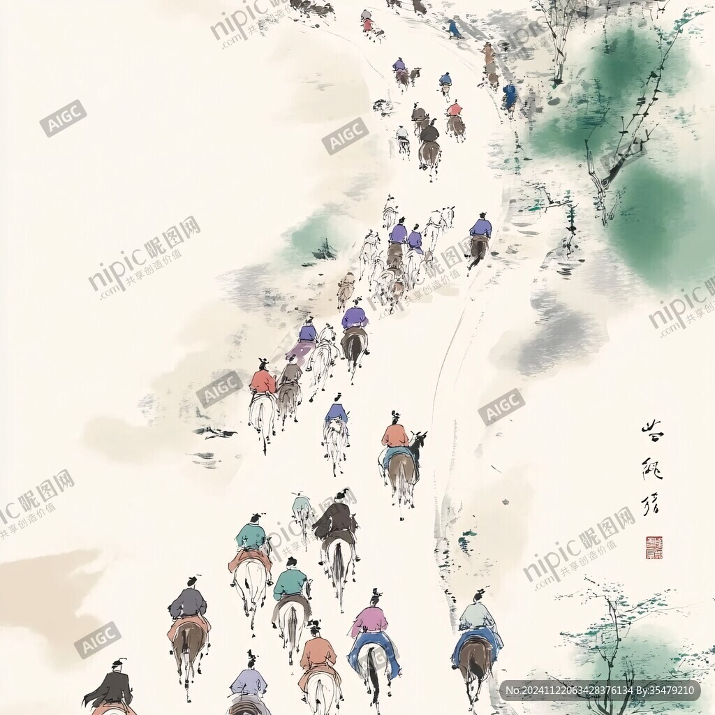 丝绸之路手绘装饰画