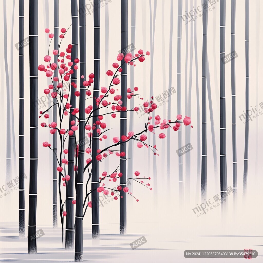 禅意古风竹林装饰画