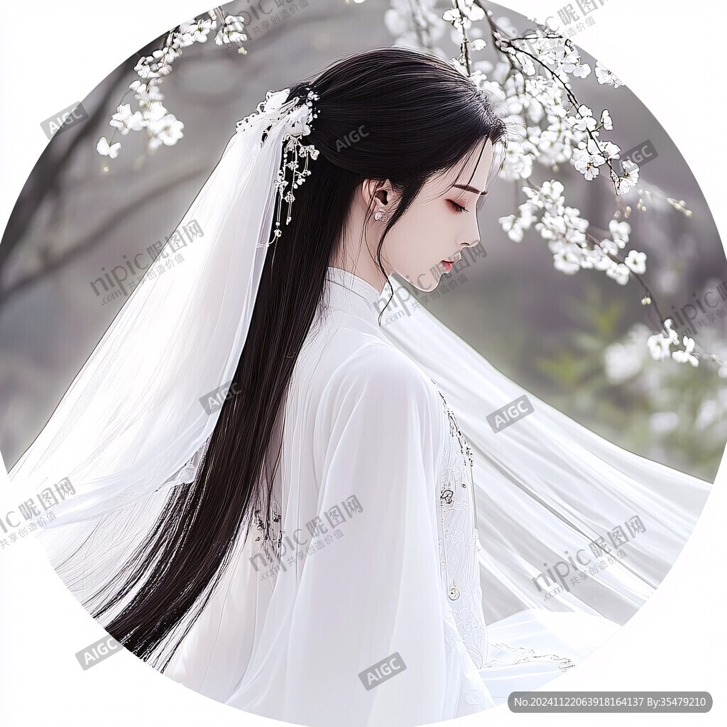 古风美女头像插画封面