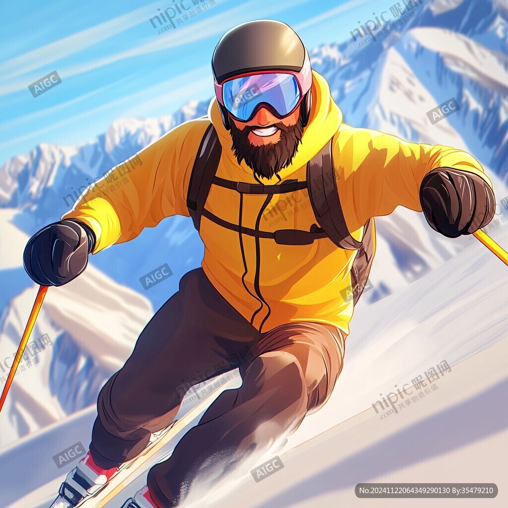 滑雪插画