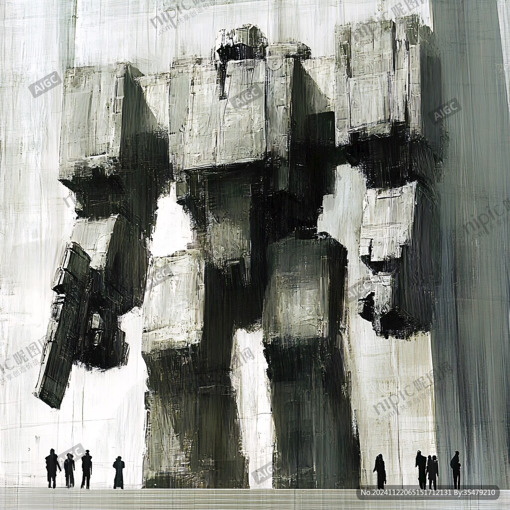 抽象建筑油画