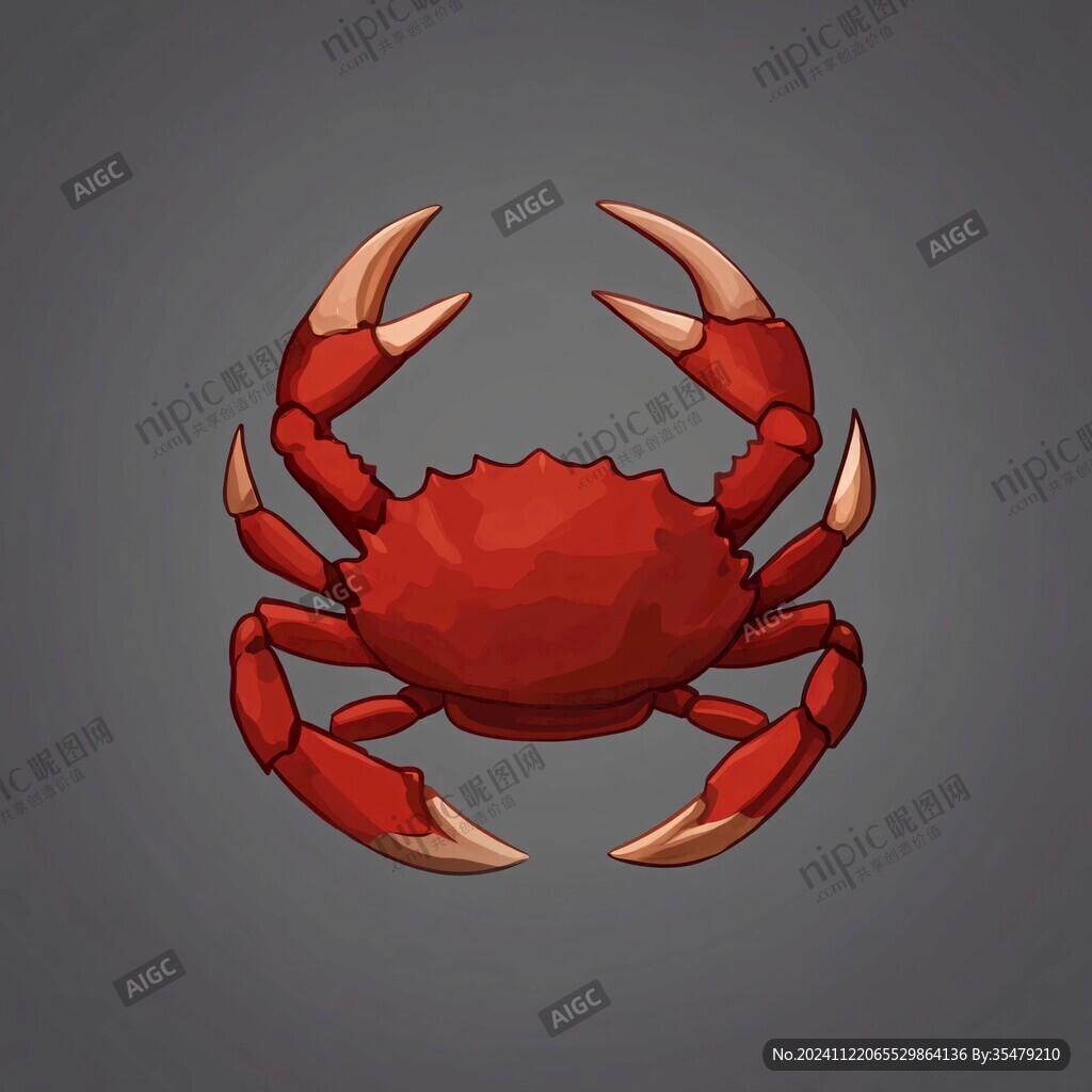 红色螃蟹装饰插画
