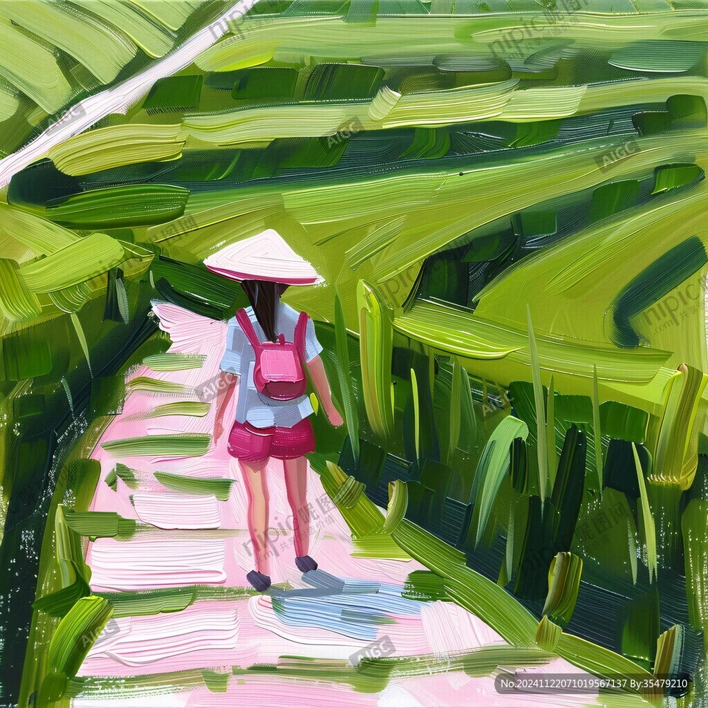 水稻梯田插画