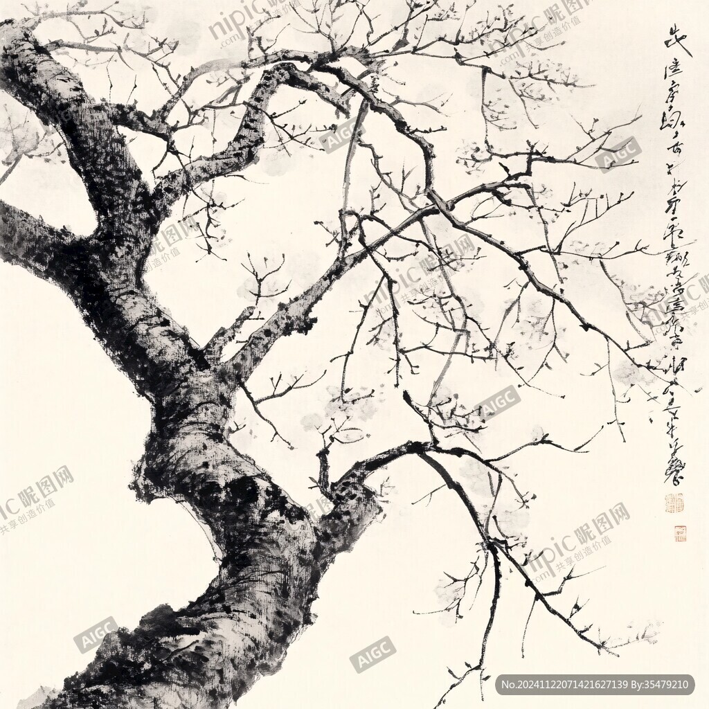 白梅傲霜图