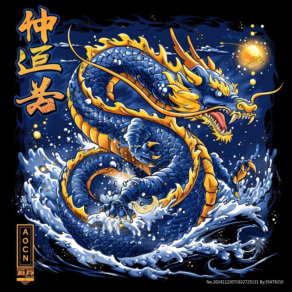 龙年烫金插画