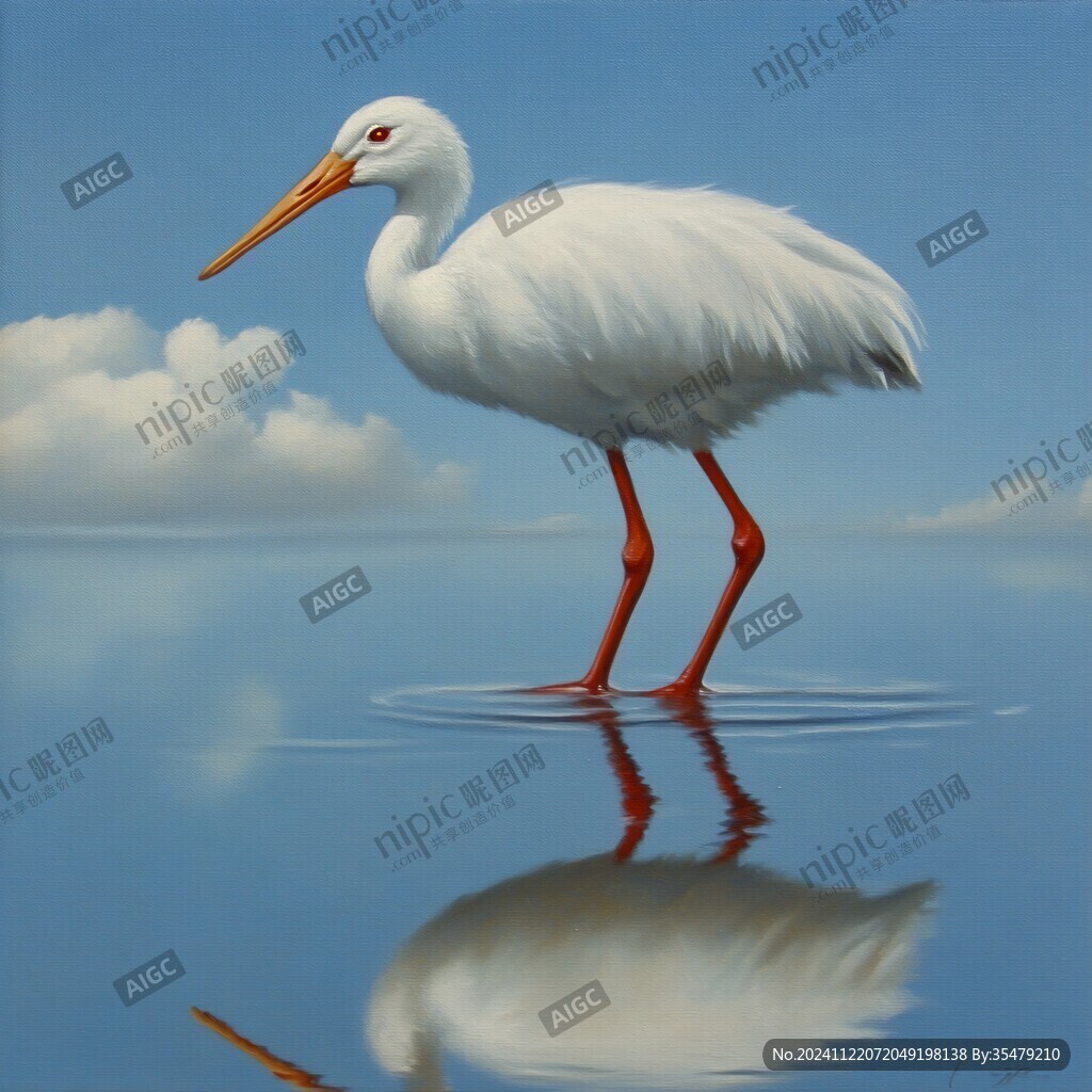 手绘白鹤装饰画