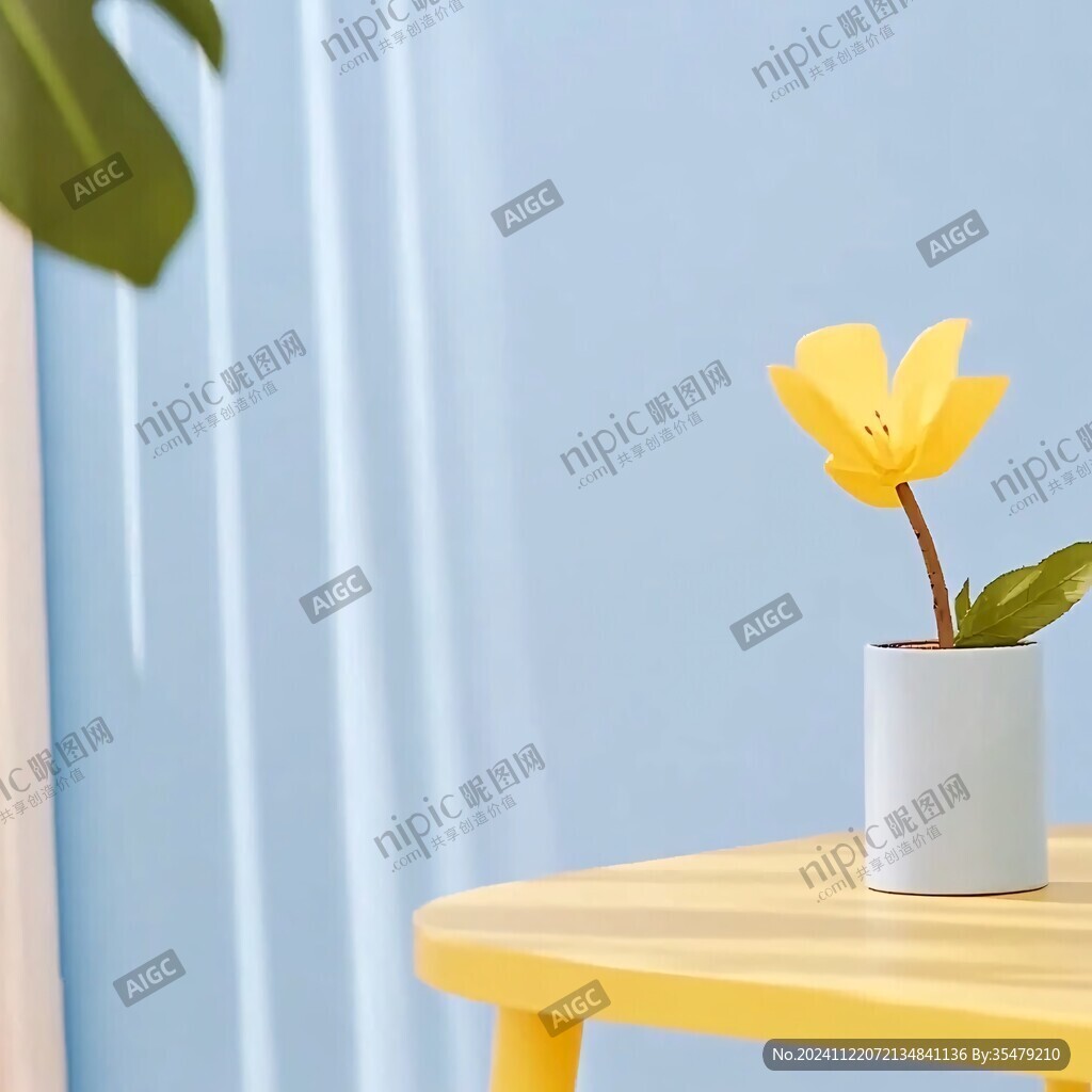 蓝色的房间里的植物