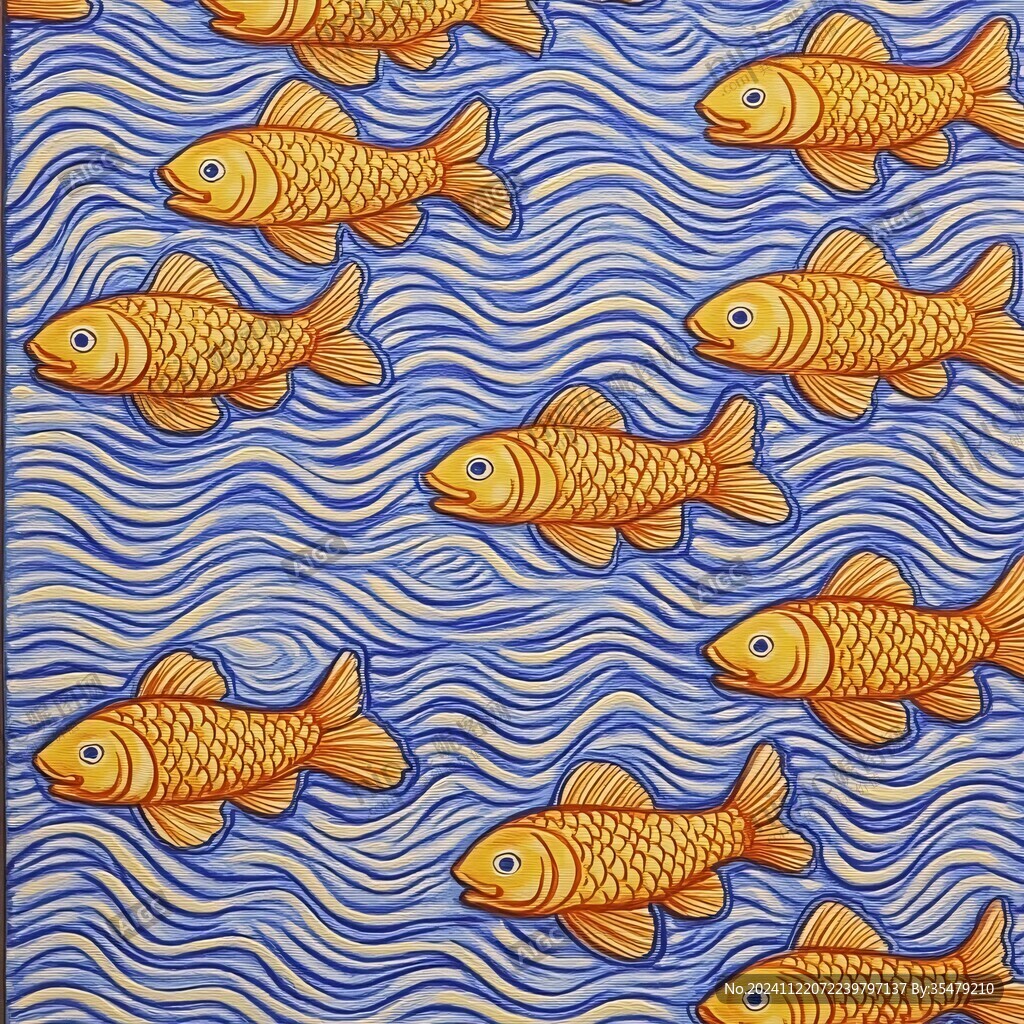 3d浮雕金鱼鲤鱼