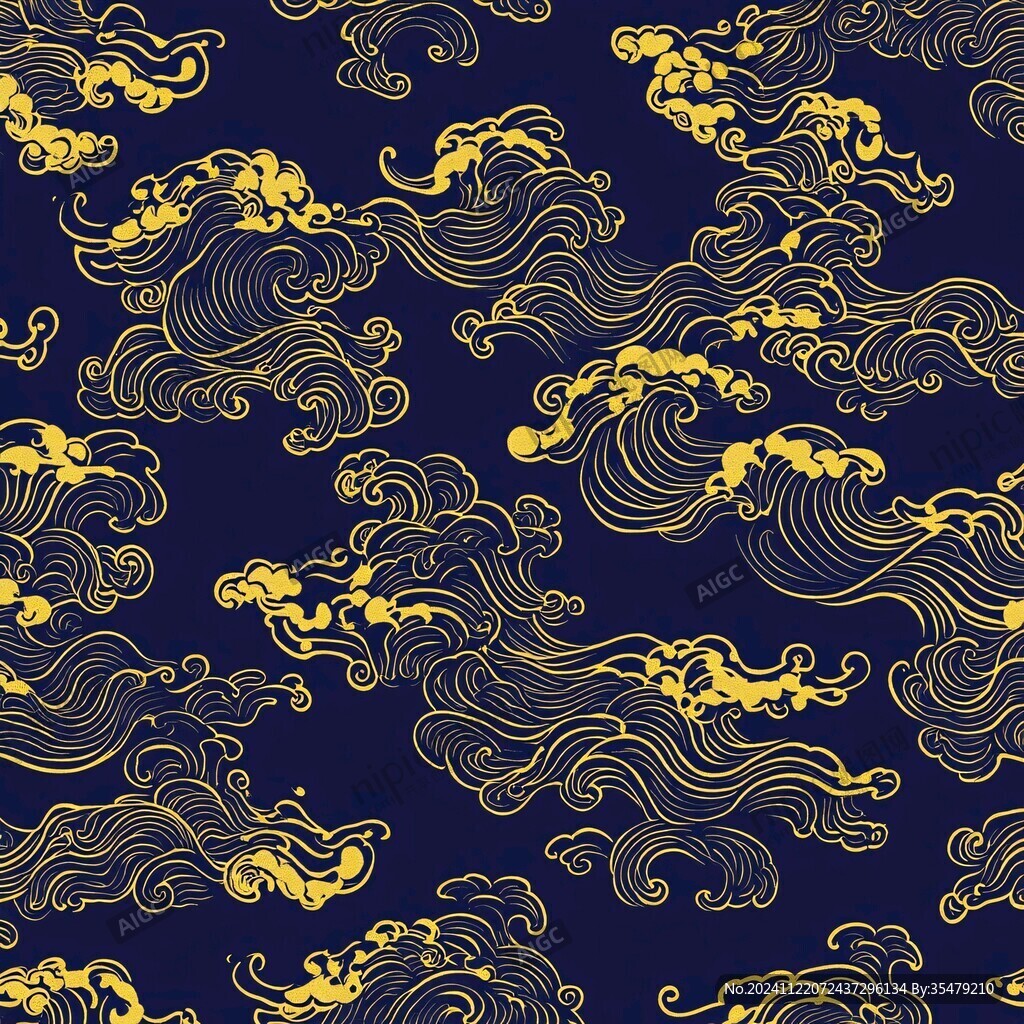 中式图案云纹浪花