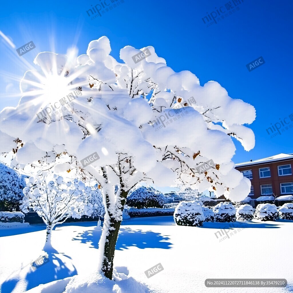 阳光下的雪景