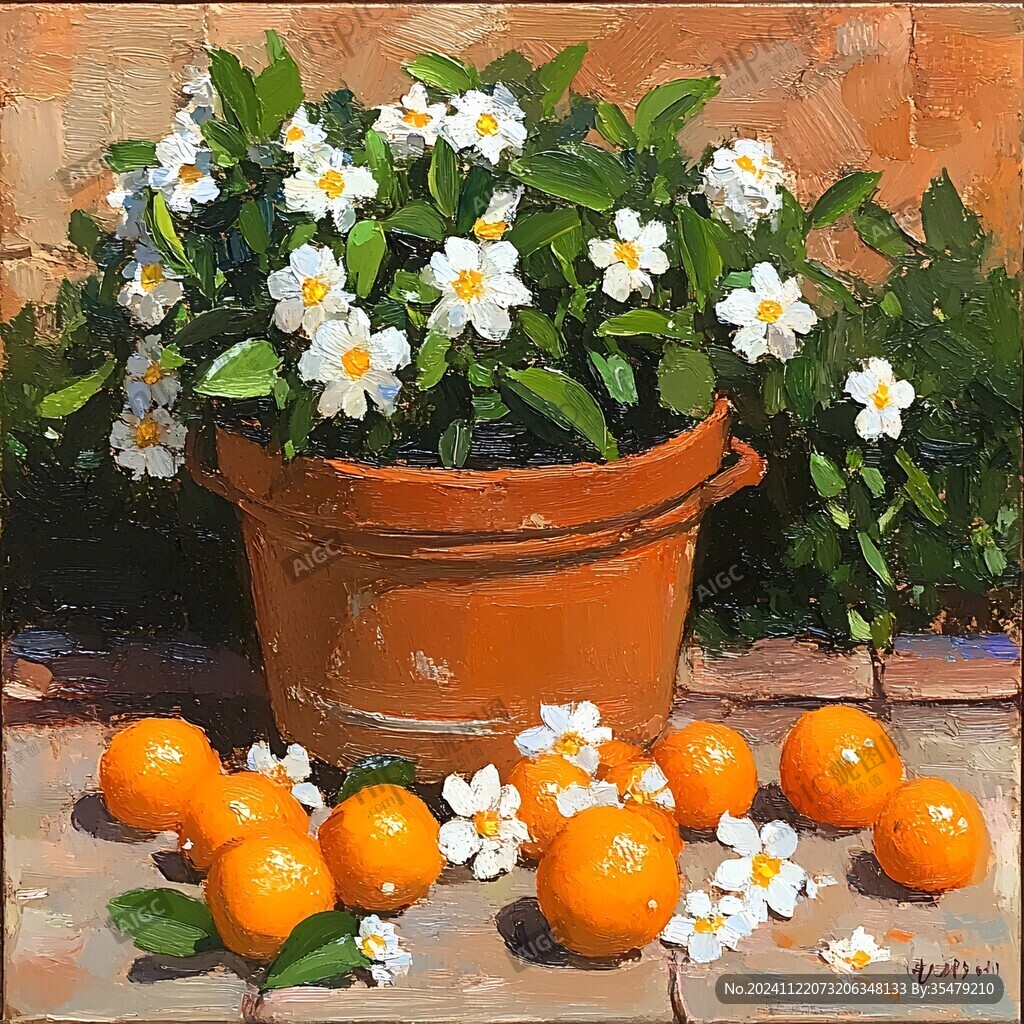 花朵水果油画
